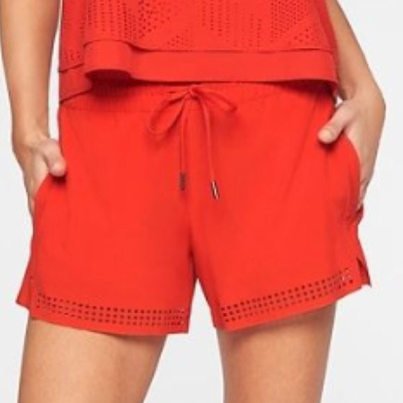 Athleta Pants - Athleta Baja Red Featherweight Perforated Shorts
